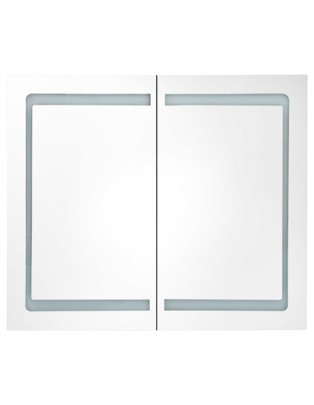 Armadietto Bagno con Specchio e LED 80x12,2x68 cm