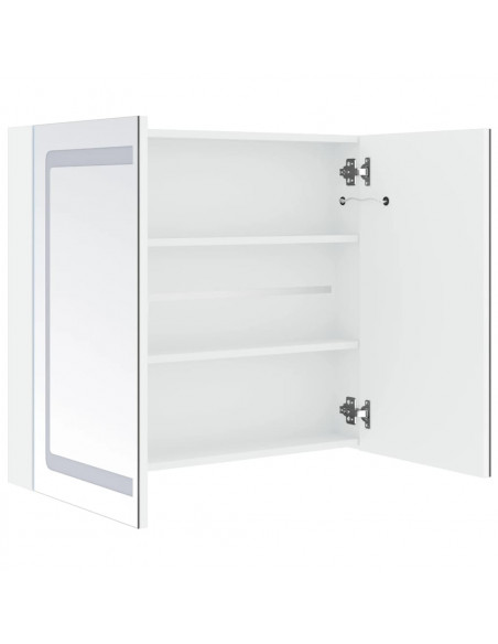 Armadietto Bagno con Specchio e LED 80x12,2x68 cm