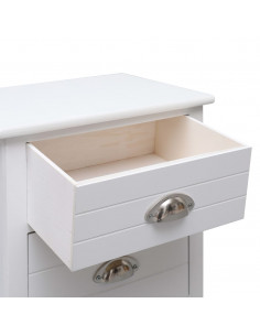 Comodino Bianco 38x28x45 cm in Legno di Paulownia