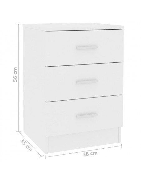 Comodino Bianco 38x35x56 cm in Legno Ingegnerizzato