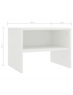 Comodino Bianco 40x30x30 cm Legno Ingegnerizzato