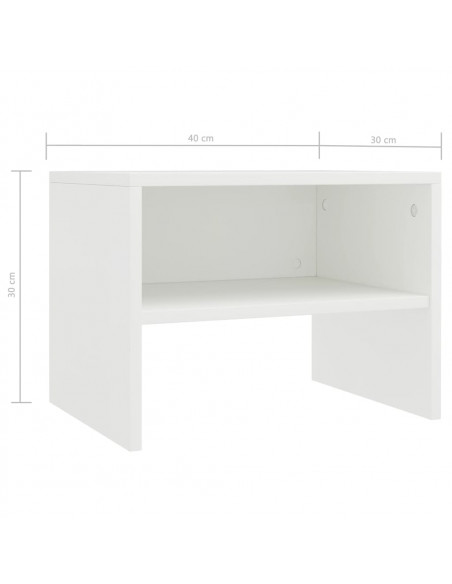 Comodino Bianco 40x30x30 cm Legno Ingegnerizzato
