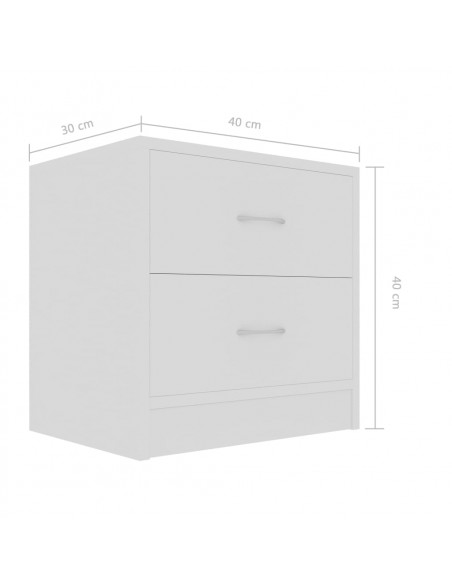 Comodino Bianco 40x30x40 cm Legno Ingegnerizzato