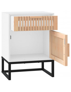 Comodino Bianco 40x30x55,5 cm Legno Multistrato e Ferro