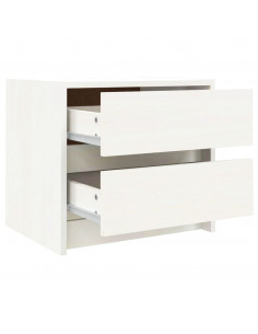 Comodino Bianco 40x31x35,5 cm in Legno Massello di Pino