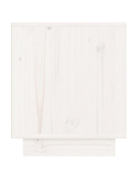 Comodino Bianco 40x34x40 cm in Legno Massello di Pino