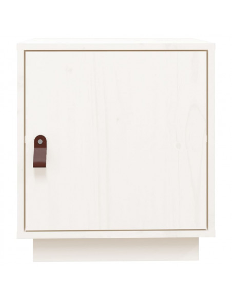Comodino Bianco 40x34x45 cm in Legno Massello di Pino