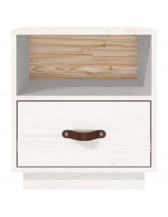 Comodino Bianco 40x34x45 cm in Legno Massello di Pino