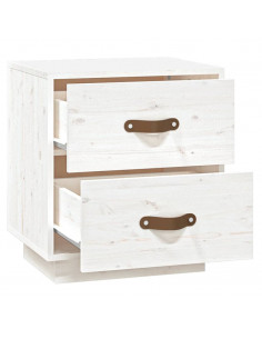 Comodino Bianco 40x34x45 cm in Legno Massello di Pino