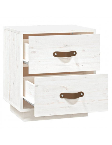 Comodino Bianco 40x34x45 cm in Legno Massello di Pino