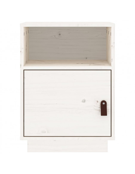 Comodino Bianco 40x34x55 cm in Legno Massello di Pino