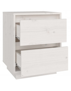 Comodino Bianco 40x35x50 cm in Legno Massello di Pino