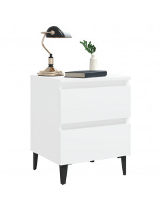 Comodino Bianco 40x35x50 cm in Legno Multistrato