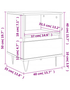 Comodino Bianco 40x35x50 cm in Legno Multistrato
