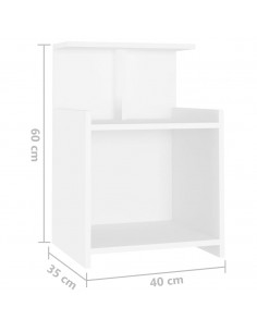 Comodino Bianco 40x35x60 cm in Legno Multistrato