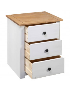 Comodino Bianco 46x40x57 cm in Legno di Pino Panama Range
