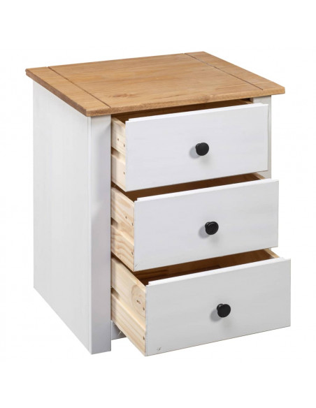 Comodino Bianco 46x40x57 cm in Legno di Pino Panama Range