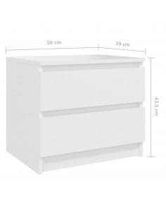 Comodino Bianco 50x39x43,5 cm in Legno Multistrato