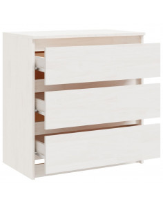 Comodino Bianco 60x36x64 cm in Legno Massello di Pino