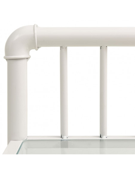 Comodino Bianco e Trasparente 45x34,5x62,5 cm Metallo e Vetro
