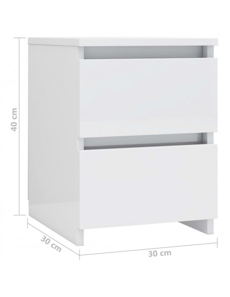 Comodino Bianco Lucido 30x30x40 cm in Legno Multistrato