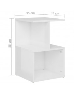 Comodino Bianco Lucido 35x35x55 cm in Legno Multistrato