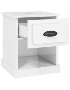 Comodino Bianco Lucido 39x39x47,5 cm in Legno Multistrato
