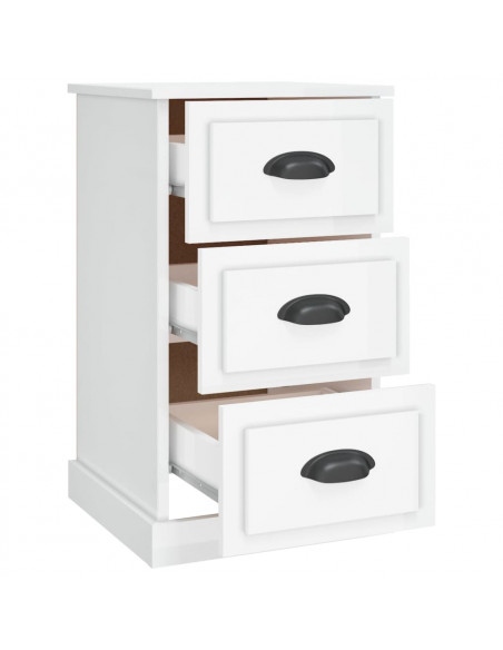 Comodino Bianco Lucido 39x39x67 cm in Legno Multistrato