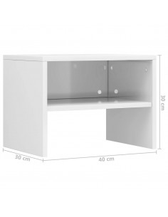 Comodino Bianco Lucido 40x30x30 cm in Legno Multistrato