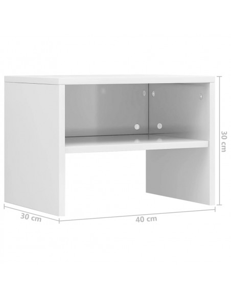 Comodino Bianco Lucido 40x30x30 cm in Legno Multistrato