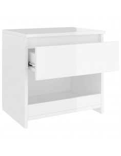 Comodino Bianco Lucido 40x30x39 cm in Legno Multistrato