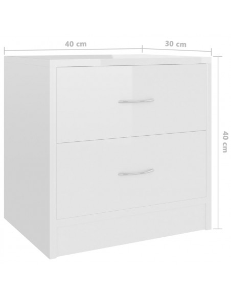 Comodino Bianco Lucido 40x30x40 cm in Legno Multistrato