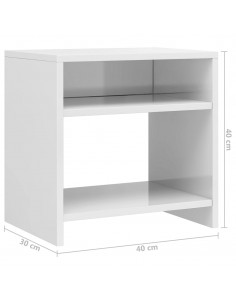 Comodino Bianco Lucido 40x30x40 cm in Legno Multistrato