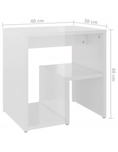 Comodino Bianco Lucido 40x30x40 cm in Legno Multistrato
