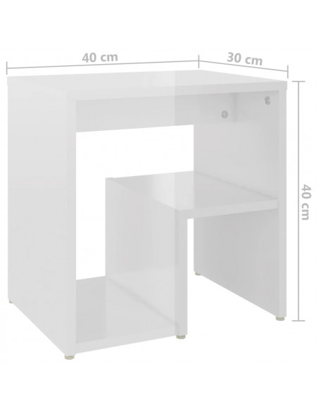 Comodino Bianco Lucido 40x30x40 cm in Legno Multistrato