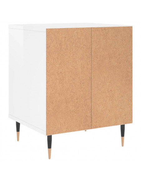 Comodino Bianco Lucido 40x35x50 cm in Legno Multistrato