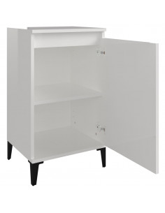 Comodino Bianco Lucido 40x35x70 cm in Legno Multistrato