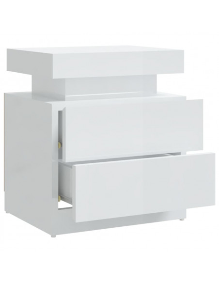 Comodino Bianco Lucido 45x35x52 cm in Legno Multistrato