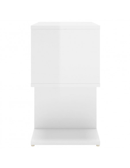 Comodino Bianco Lucido 50x30x51,5 cm in Legno Multistrato
