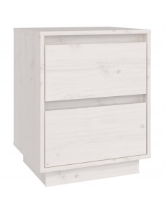 Comodino Bianco 40x35x50 cm in Legno Massello di Pino 2