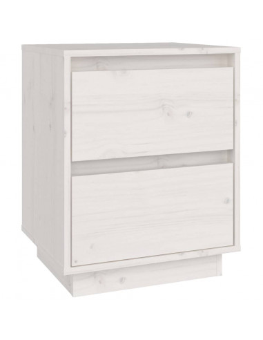 Comodino Bianco 40x35x50 cm in Legno Massello di Pino