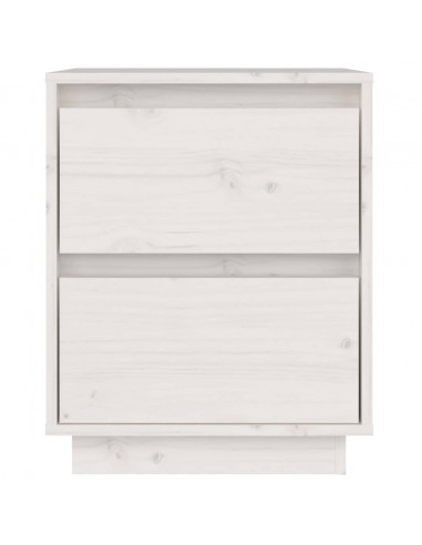 Comodino Bianco 40x35x50 cm in Legno Massello di Pino