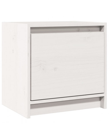 Comodino Bianco 40x30,5x40 cm in Legno Massello di Pino