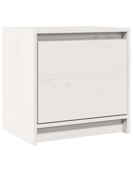 Comodino Bianco 40x30,5x40 cm in Legno Massello di Pino