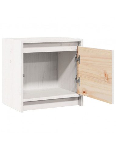 Comodino Bianco 40x30,5x40 cm in Legno Massello di Pino