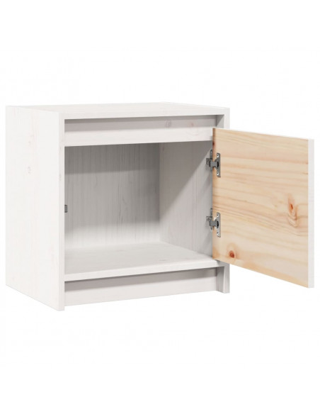 Comodino Bianco 40x30,5x40 cm in Legno Massello di Pino