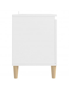 Comodino con Gambe in Legno Massello Bianco 103,5x30x50 cm