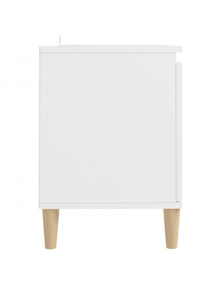 Comodino con Gambe in Legno Massello Bianco 103,5x30x50 cm