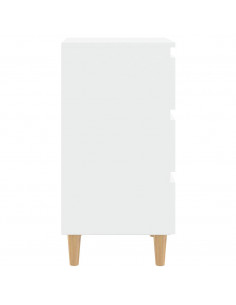 Comodino con Gambe in Legno Massello Bianco 40x35x69 cm