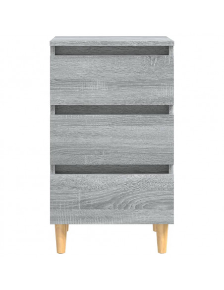 Comodino con Gambe in Legno Massello Grigio Sonoma 40x35x69 cm
